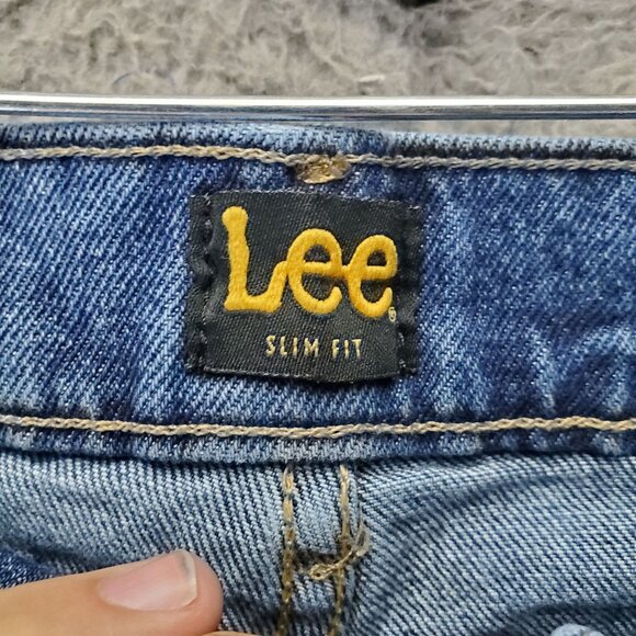 Lee Jeans Mens 38x32 Blue Slim Fit Stretch Denim Classic Straight Leg - Picture 2 of 13